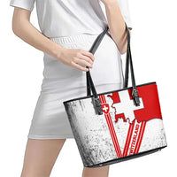 Switzerland Flag Leather Tote Bag Swiss Map Red-White Distressed - Wonder Print Shop