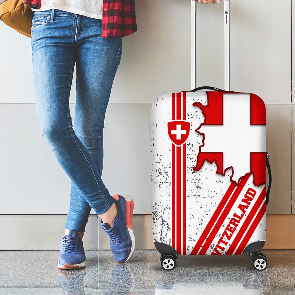Switzerland Flag Luggage Cover Swiss Map Red-White Distressed - Wonder Print Shop