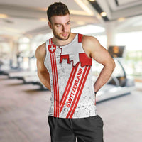 Switzerland Flag Men Tank Top Swiss Map Red-White Distressed - Wonder Print Shop