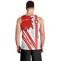 Switzerland Flag Men Tank Top Swiss Map Red-White Distressed - Wonder Print Shop
