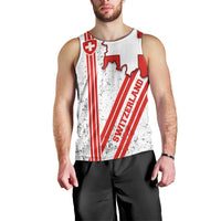 Switzerland Flag Men Tank Top Swiss Map Red-White Distressed - Wonder Print Shop