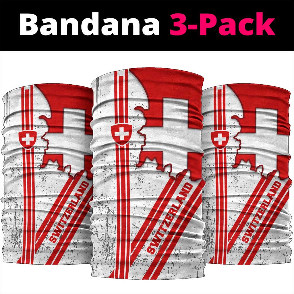 Switzerland Flag Neck Gaiter Swiss Map Red-White Distressed TS04