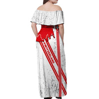 Switzerland Flag Off Shoulder Maxi Dress Swiss Map Red-White Distressed - Wonder Print Shop