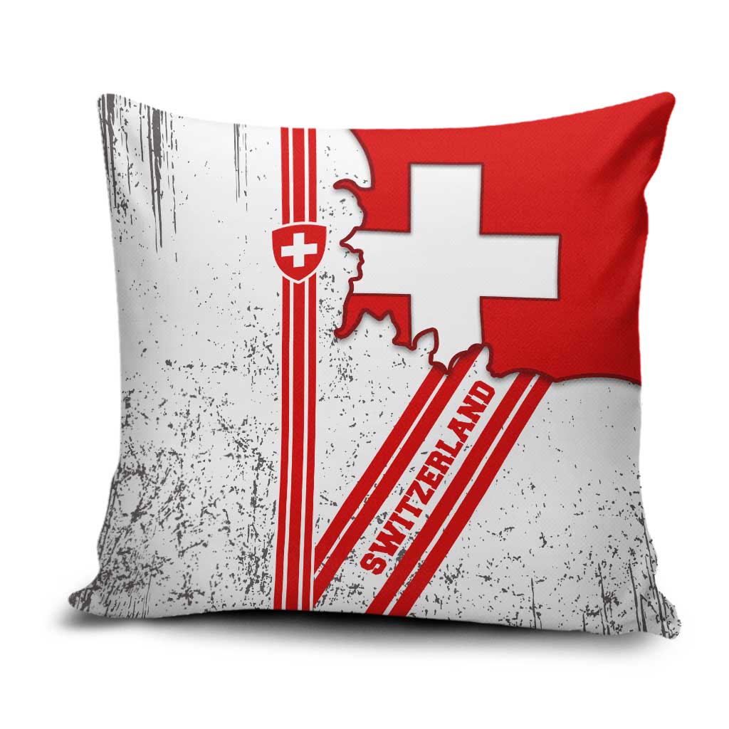 Switzerland Flag Pillow Cover Swiss Map Red-White Distressed - Wonder Print Shop