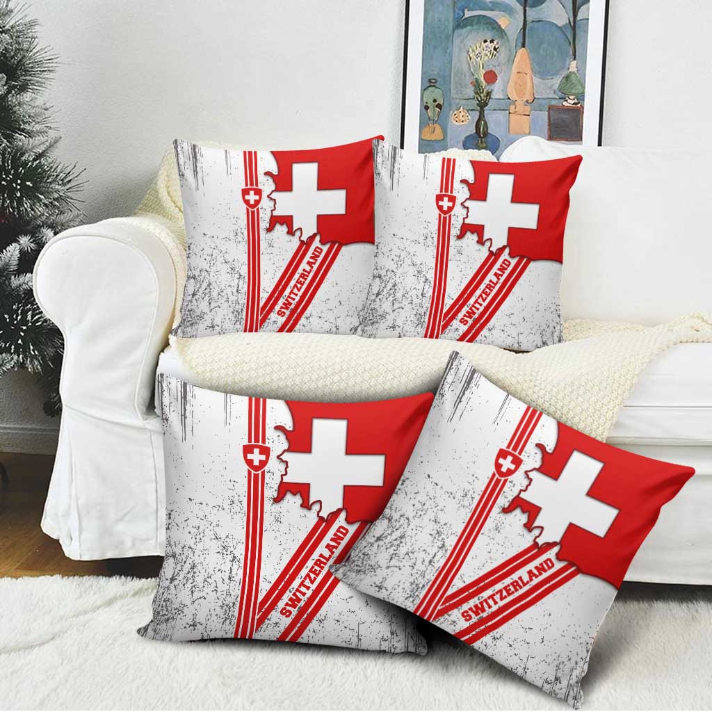Switzerland Flag Pillow Cover Swiss Map Red-White Distressed - Wonder Print Shop