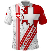 Switzerland Flag Polo Shirt Swiss Map Red-White Distressed - Wonder Print Shop