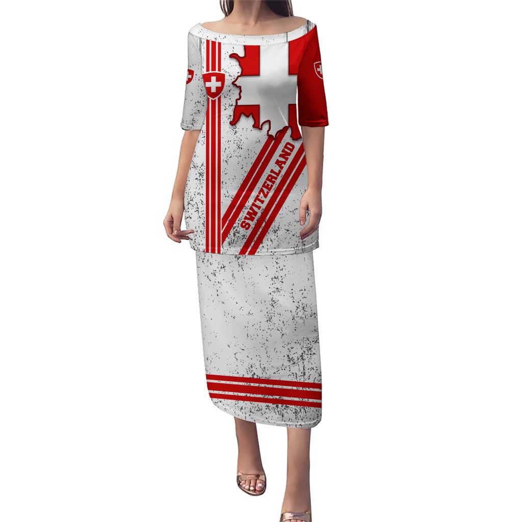 Switzerland Flag Puletasi Swiss Map Red-White Distressed - Wonder Print Shop