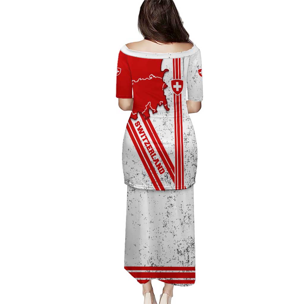 Switzerland Flag Puletasi Swiss Map Red-White Distressed - Wonder Print Shop