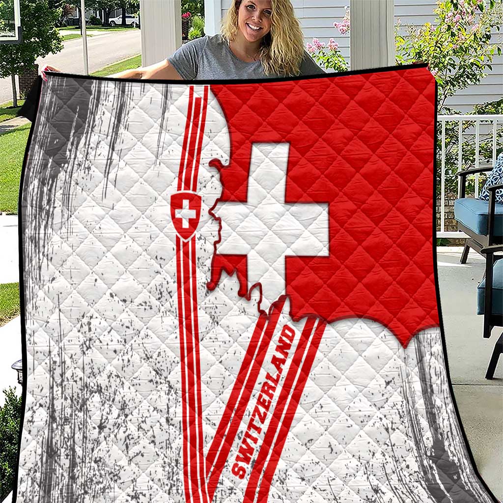 Switzerland Flag Quilt Swiss Map Red-White Distressed - Wonder Print Shop
