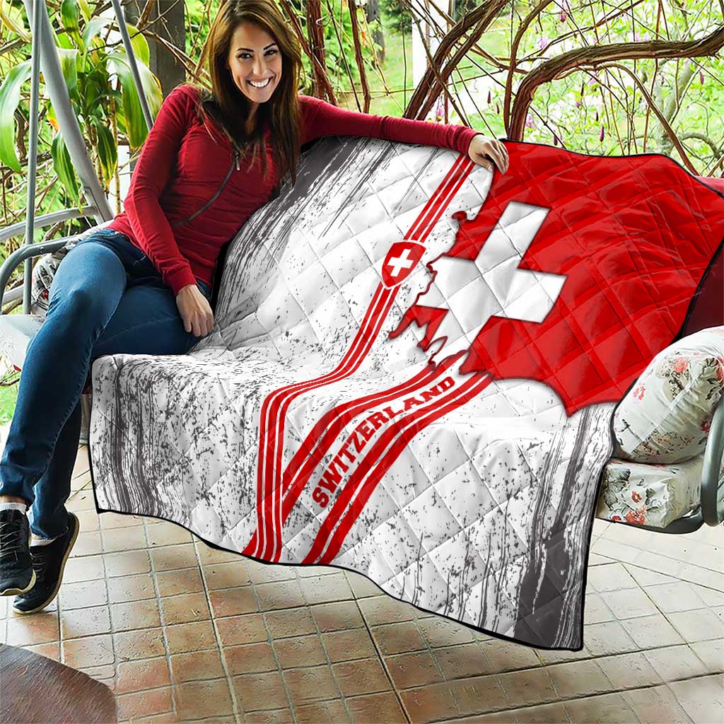Switzerland Flag Quilt Swiss Map Red-White Distressed - Wonder Print Shop