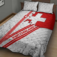 Switzerland Flag Quilt Bed Set Swiss Map Red-White Distressed - Wonder Print Shop