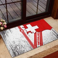 Switzerland Flag Rubber Doormat Swiss Map Red-White Distressed - Wonder Print Shop