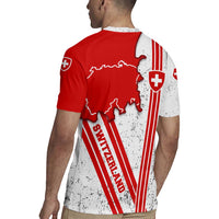 Switzerland Flag Rugby Jersey Swiss Map Red-White Distressed - Wonder Print Shop