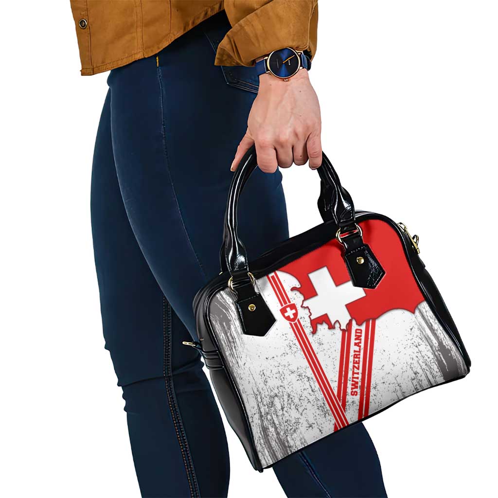 Switzerland Flag Shoulder Handbag Swiss Map Red-White Distressed - Wonder Print Shop