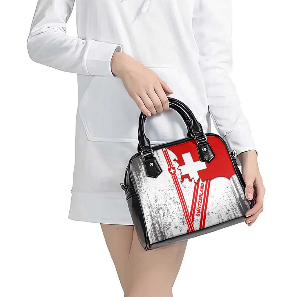 Switzerland Flag Shoulder Handbag Swiss Map Red-White Distressed - Wonder Print Shop