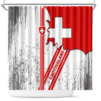 Switzerland Flag Shower Curtain Swiss Map Red-White Distressed - Wonder Print Shop