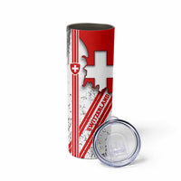 Switzerland Flag Skinny Tumbler Swiss Map Red-White Distressed - Wonder Print Shop