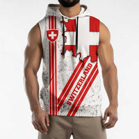 Switzerland Flag Sleeveless Hoodie Swiss Map Red-White Distressed - Wonder Print Shop