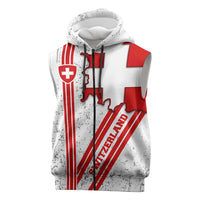 Switzerland Flag Sleeveless Zip Hoodie Swiss Map Red-White Distressed - Wonder Print Shop
