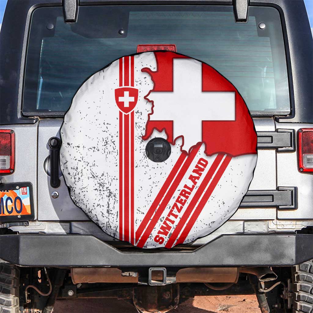 Switzerland Flag Spare Tire Cover Swiss Map Red-White Distressed - Wonder Print Shop