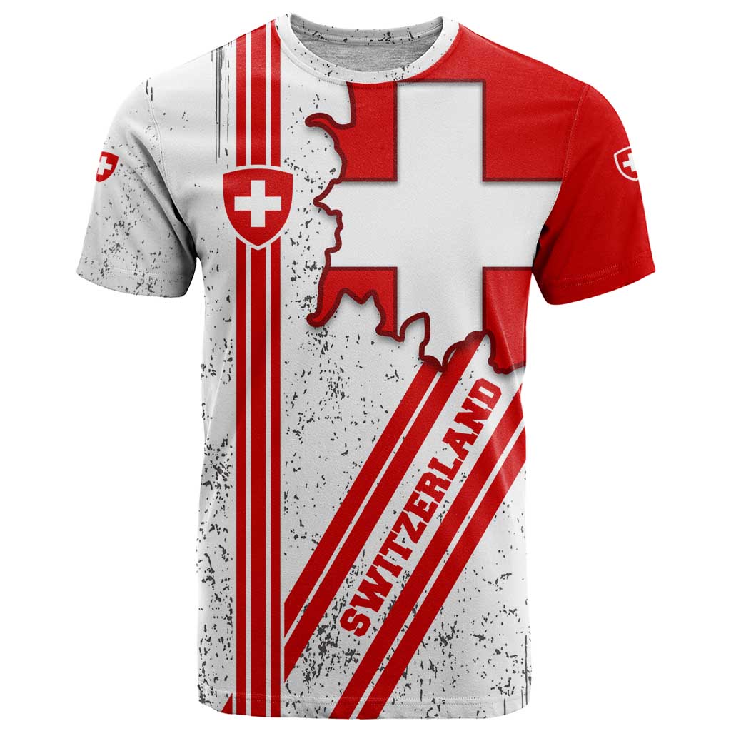 Switzerland Flag T Shirt Swiss Map Red-White Distressed - Wonder Print Shop
