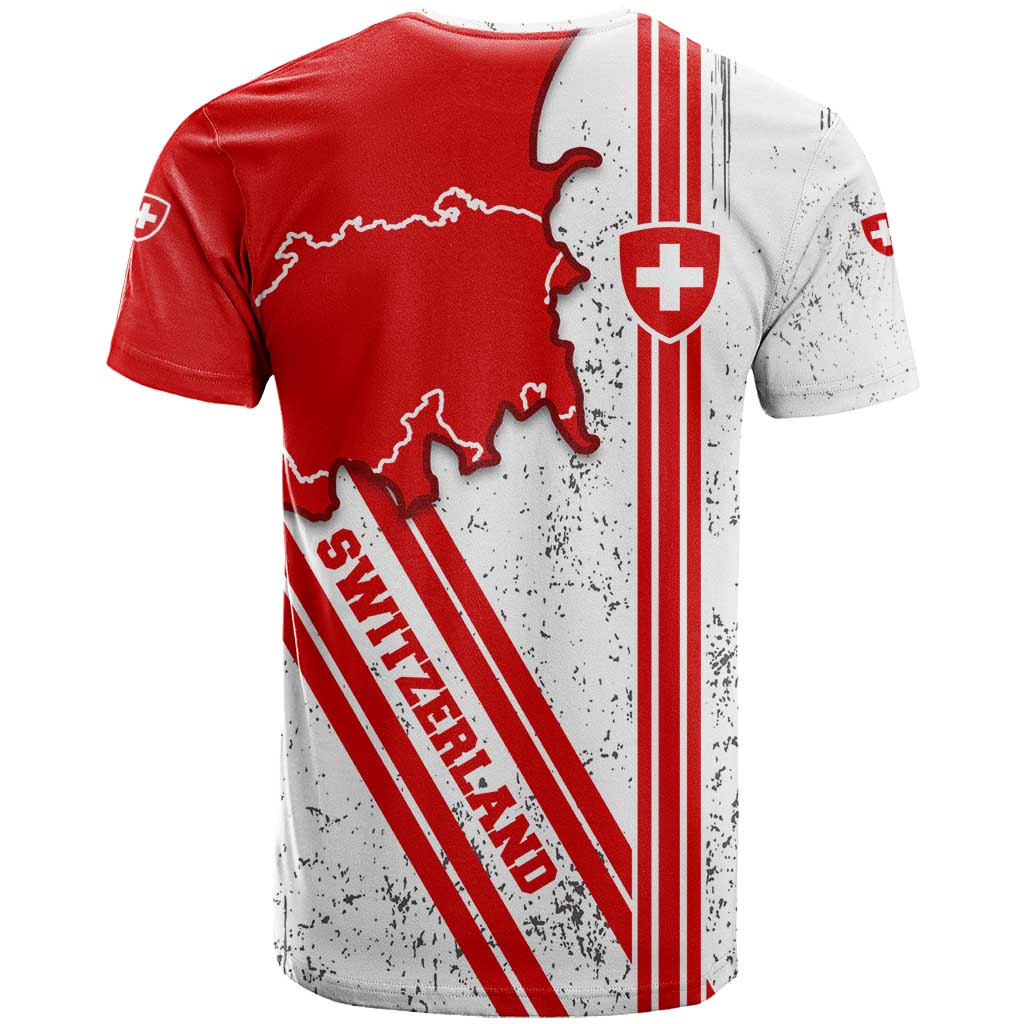 Switzerland Flag T Shirt Swiss Map Red-White Distressed - Wonder Print Shop