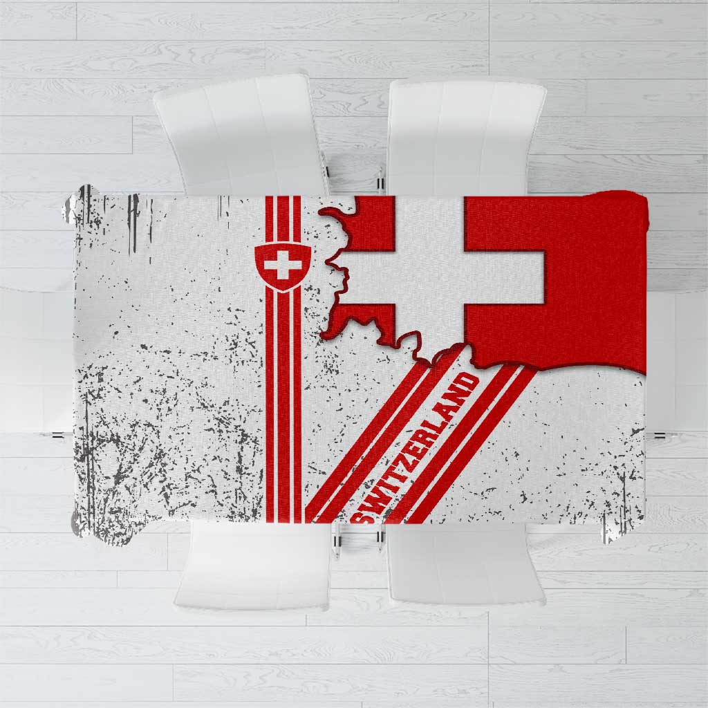 Switzerland Flag Tablecloth Swiss Map Red-White Distressed - Wonder Print Shop