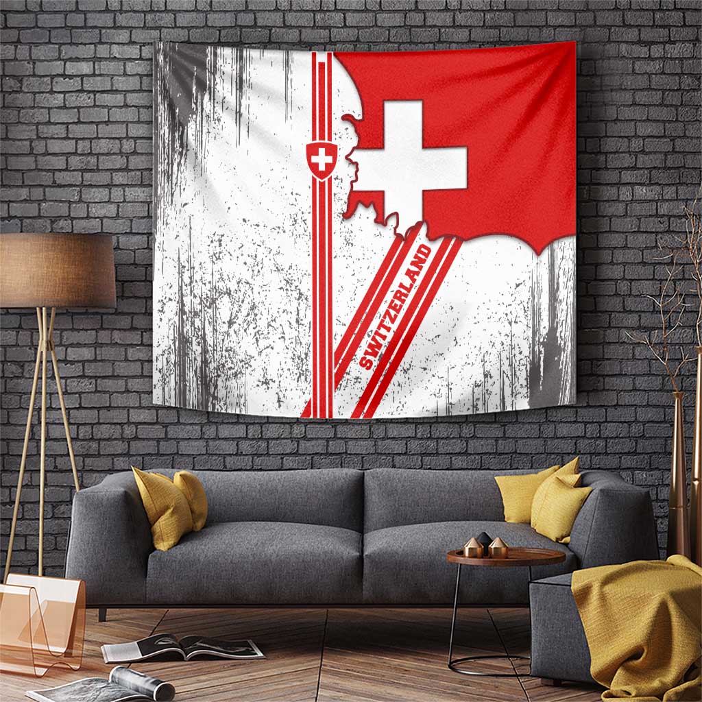 Switzerland Flag Tapestry Swiss Map Red-White Distressed - Wonder Print Shop