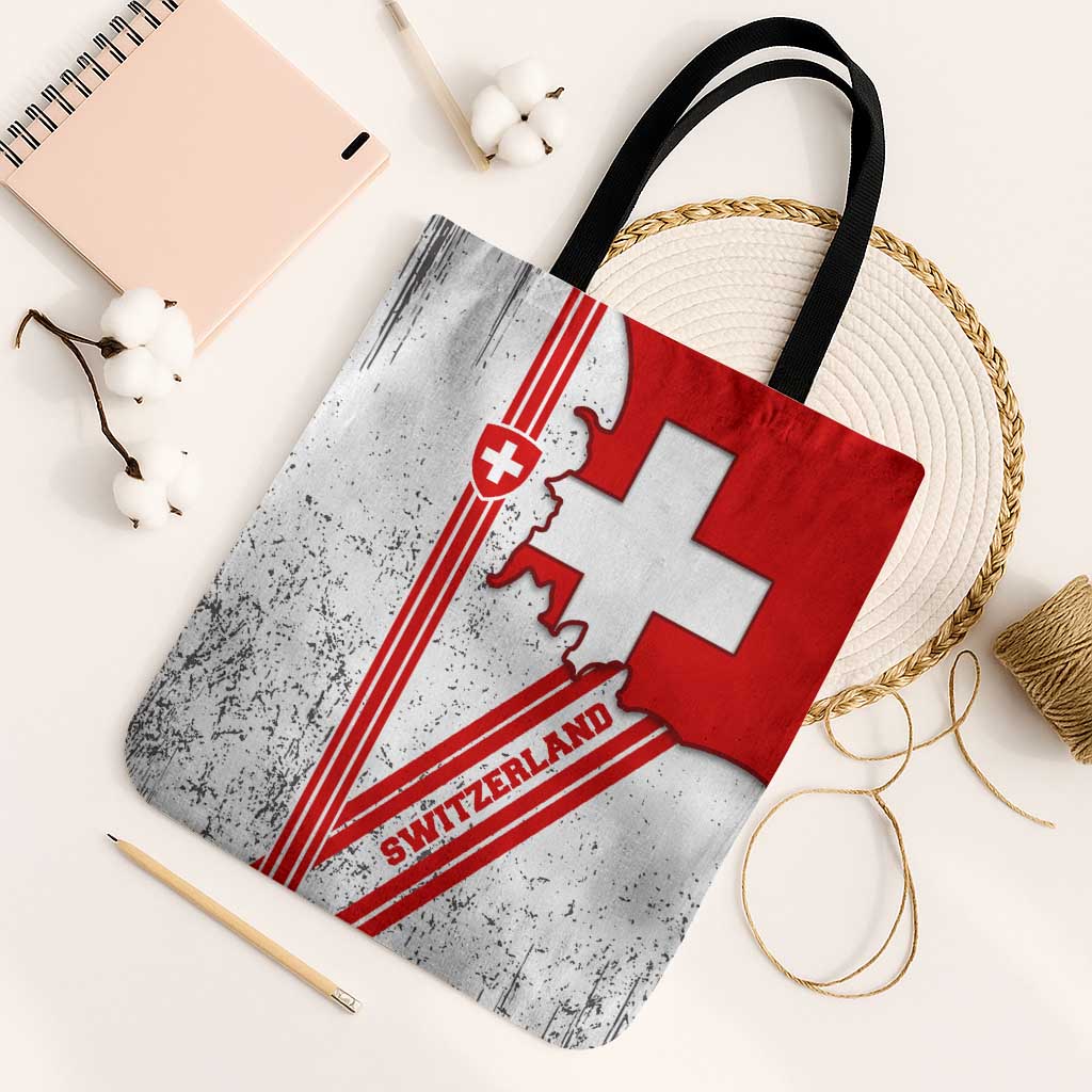 Switzerland Flag Tote Bag Swiss Map Red-White Distressed - Wonder Print Shop