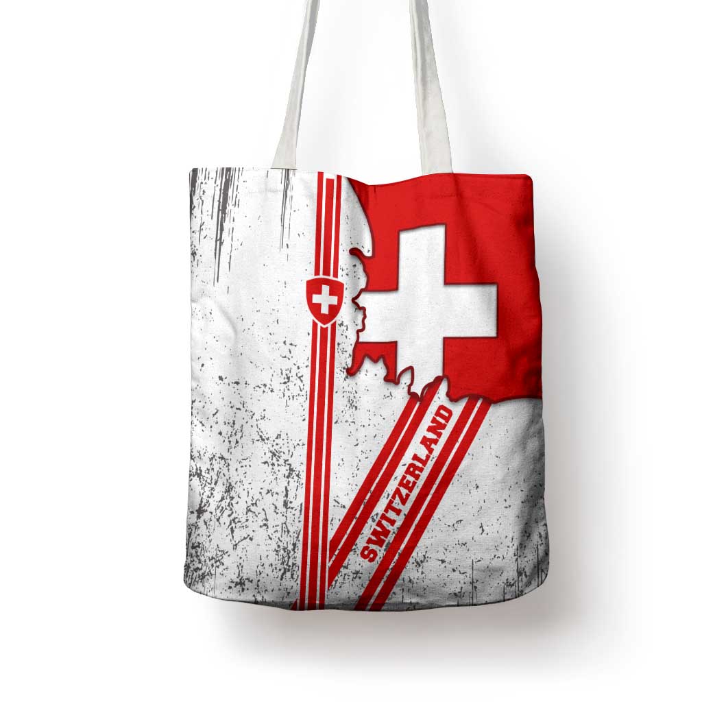 Switzerland Flag Tote Bag Swiss Map Red-White Distressed - Wonder Print Shop