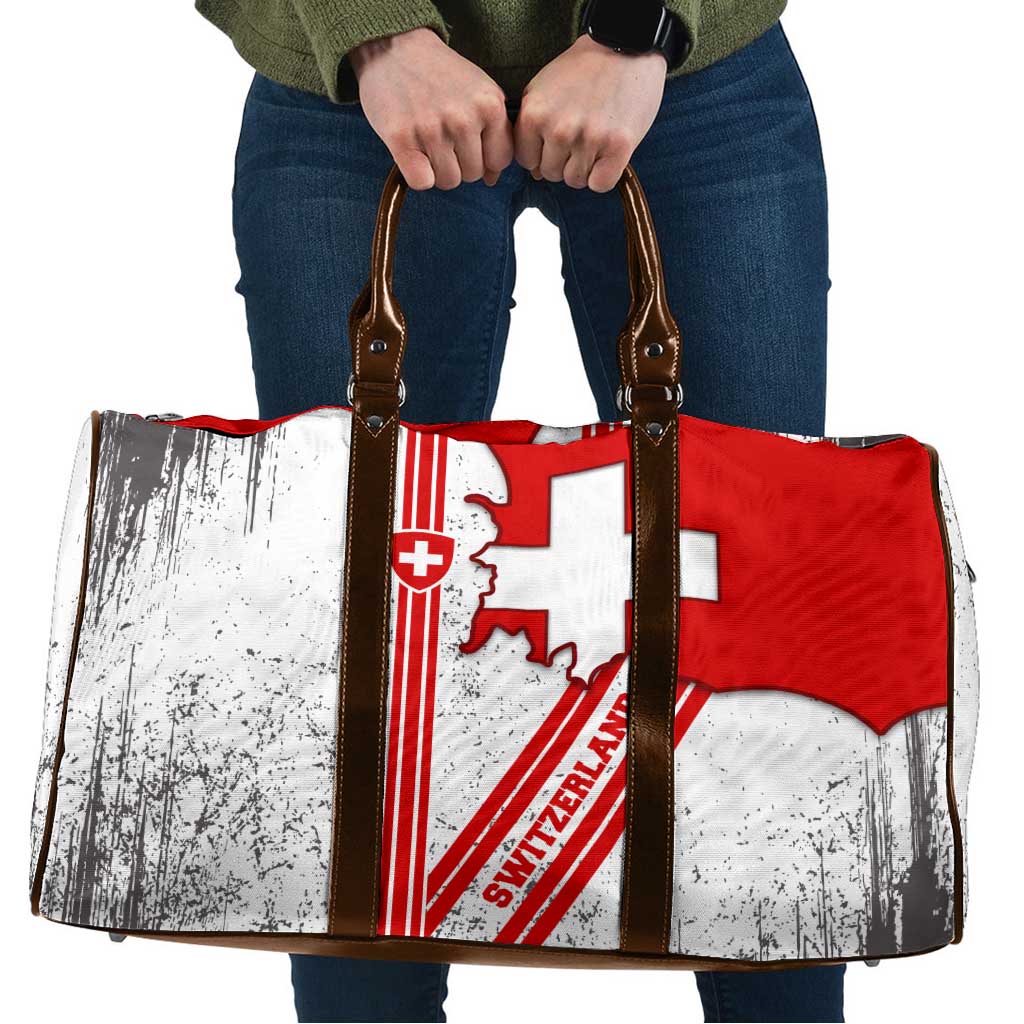 Switzerland Flag Travel Bag Swiss Map Red-White Distressed - Wonder Print Shop