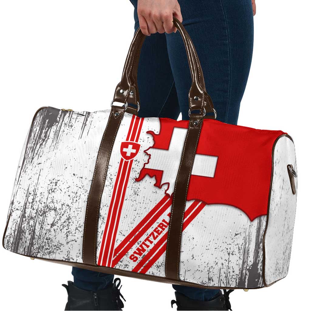 Switzerland Flag Travel Bag Swiss Map Red-White Distressed - Wonder Print Shop