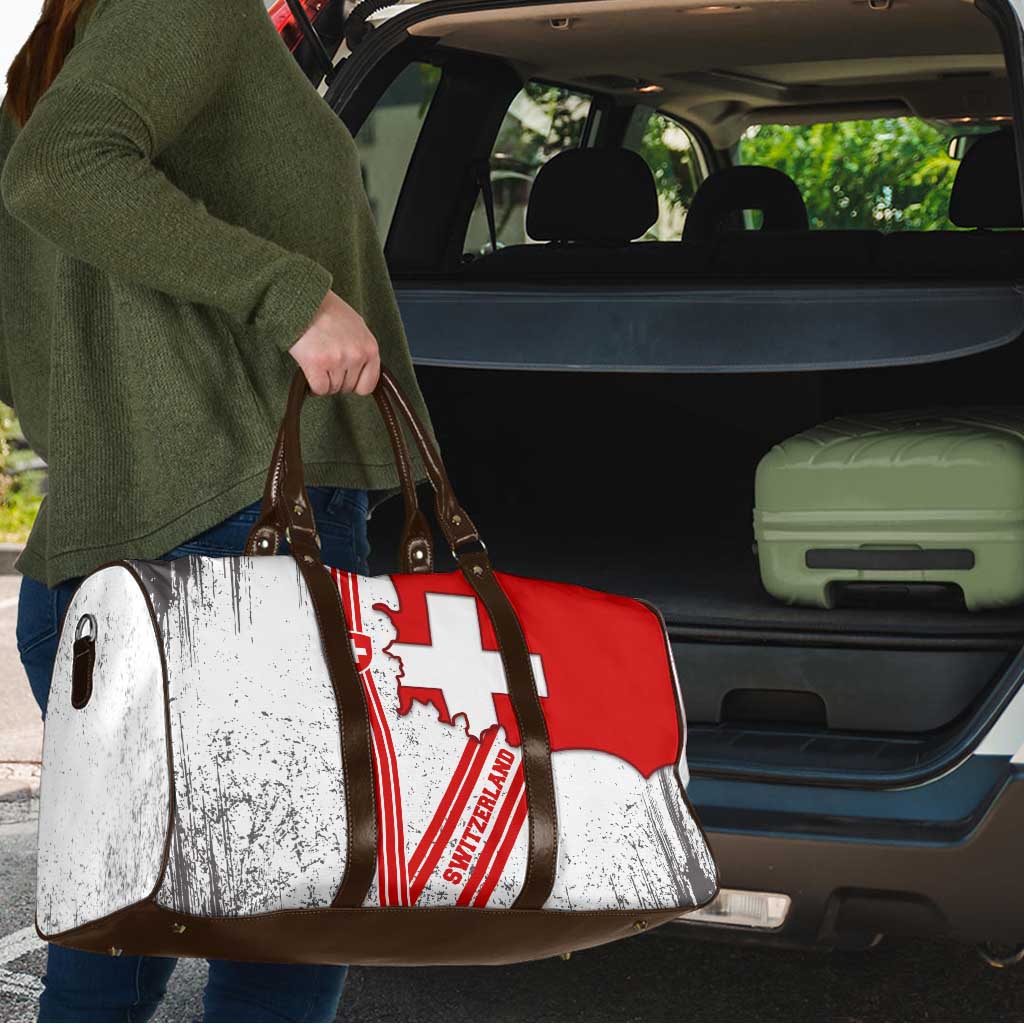 Switzerland Flag Travel Bag Swiss Map Red-White Distressed - Wonder Print Shop