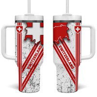 Switzerland Flag Tumbler With Handle Swiss Map Red-White Distressed - Wonder Print Shop
