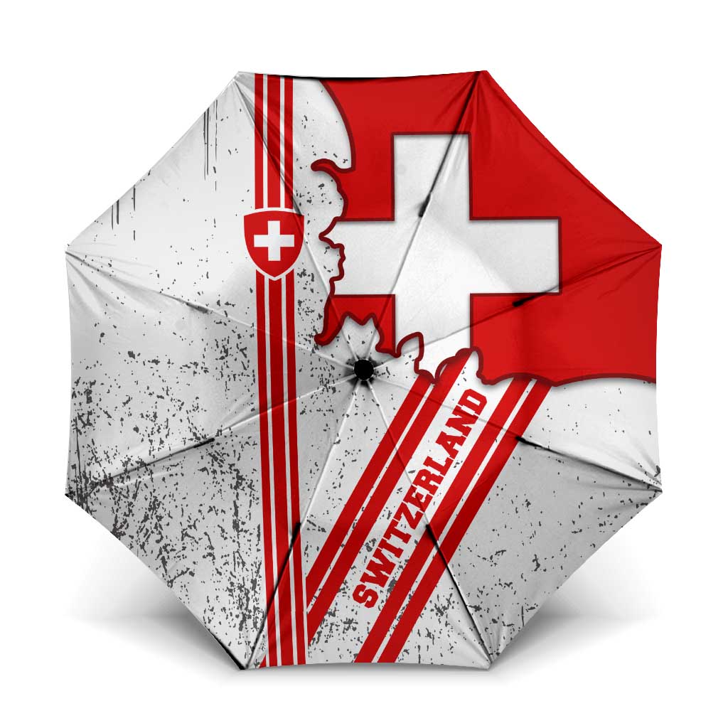 Switzerland Flag Umbrella Swiss Map Red-White Distressed - Wonder Print Shop