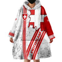 Switzerland Flag Wearable Blanket Hoodie Swiss Map Red-White Distressed - Wonder Print Shop