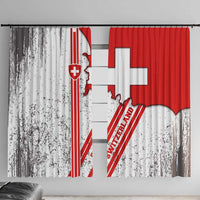 Switzerland Flag Window Curtain Swiss Map Red-White Distressed - Wonder Print Shop