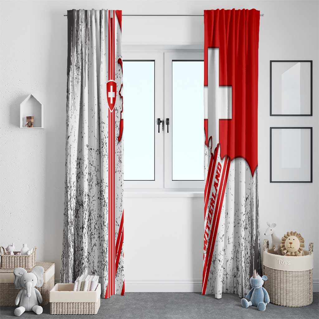 Switzerland Flag Window Curtain Swiss Map Red-White Distressed - Wonder Print Shop
