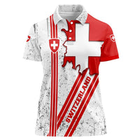 Switzerland Flag Women Polo Shirt Swiss Map Red-White Distressed - Wonder Print Shop