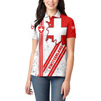 Switzerland Flag Women Polo Shirt Swiss Map Red-White Distressed - Wonder Print Shop
