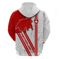 Switzerland Flag Zip Hoodie Swiss Map Red-White Distressed - Wonder Print Shop