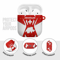 Switzerland Flag AirPods Case with Floral Pattern Red and White Sportswear - Wonder Print Shop