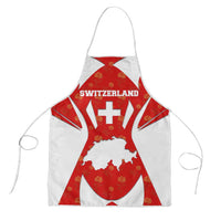 Switzerland Flag Apron with Floral Pattern Red and White Sportswear - Wonder Print Shop