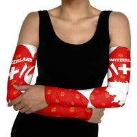 Switzerland Flag Arm Sleeves with Floral Pattern Red and White Sportswear - Wonder Print Shop