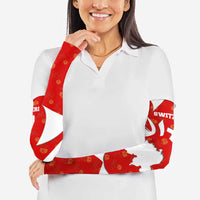 Switzerland Flag Arm Sleeves with Floral Pattern Red and White Sportswear - Wonder Print Shop