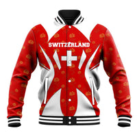 Switzerland Flag Baseball Jacket with Floral Pattern Red and White Sportswear - Wonder Print Shop
