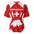 Switzerland Flag Baseball Jersey with Floral Pattern Red and White Sportswear - Wonder Print Shop