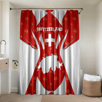 Switzerland Flag Bathroom Set with Floral Pattern Red and White Sportswear - Wonder Print Shop