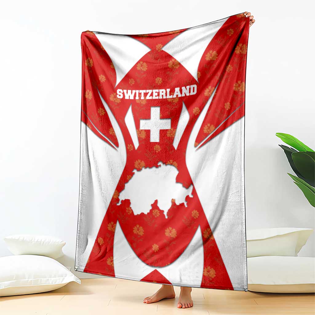 Switzerland Flag Blanket with Floral Pattern Red and White Sportswear - Wonder Print Shop