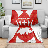 Switzerland Flag Blanket with Floral Pattern Red and White Sportswear - Wonder Print Shop